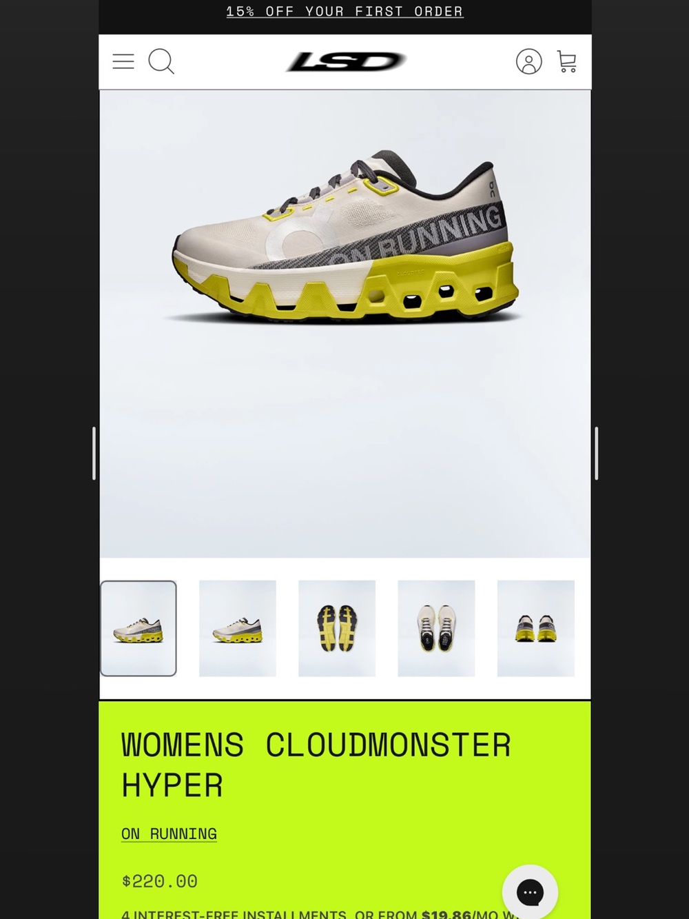 On Running CLOUD MONSTER HYPERS SZ 5.5 woman new in box $225 sneaker!!
